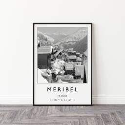 Meribel France Ski Poster Black & White Travel Print - thumbnail 3