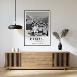 Meribel France Ski Poster Black & White Travel Print - thumbnail 1