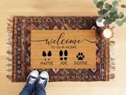 Custom Last Name Doormat - Welcome To Our Home Mat - thumbnail 1