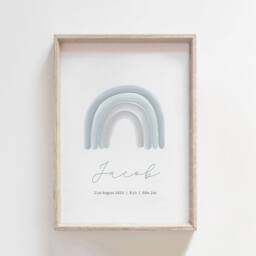 Personalised Name Blue Grey Rainbow Print, Baby Boy, Nursery Prints, Boys Bedroom, Christening Gift, Neutral Nursery, Wall Art, New Baby, A3 - thumbnail 2