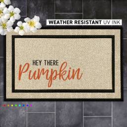 Customized Hey There Pumpkin Doormat - Personalize Your Fall Entryway Decor - thumbnail 1