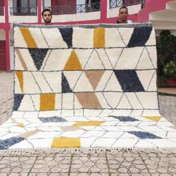 Fabulous Boujad Rug Moroccan Wool Hand Woven Genuine Beni Ourain Carpet Soft Shag Artistic Oriental Checker Rug 8 X 10 Feet - thumbnail 2