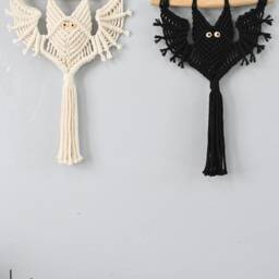 Macrame Wall Hanging, Witchy Aesthetic, Bedroom, Boho Macrame, Handmade Furniture Gothic, Creepy Bat - thumbnail 2