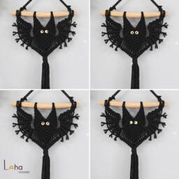 Macrame Wall Hanging, Witchy Aesthetic, Bedroom, Boho Macrame, Handmade Furniture Gothic, Creepy Bat - thumbnail 3