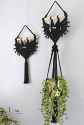 Macrame Wall Hanging, Witchy Aesthetic, Bedroom, Boho Macrame, Handmade Furniture Gothic, Creepy Bat - thumbnail 1