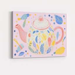 Decorative Floral Teapot Watercolour Kitchen Illustration Canvas Wall Art Print Decor Picture Ready To Hang - thumbnail 4