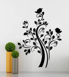 Tree Branch Wall Decal Removable Vinyl Sticker With Birds T416 - thumbnail 1