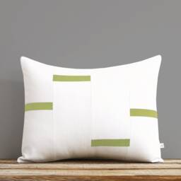New Interconnection Pillows, Cream & Linden Green Dash Pillow Cover - 16x20 By Jillian Rene Decor, Scattered Lines Stripes - thumbnail 3