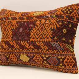 Vintage Turkish Kilim Pillow Cover, Wool Accent Cushion - 14x20 In - thumbnail 3
