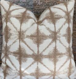 Outdoor, Pillow Cover, Sunbrella, Midori, Batik, Shibori, Tribal, Modern, Outdoor Throw Pillow, Sand - thumbnail 1