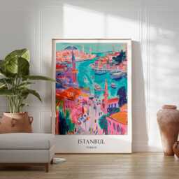 Istanbul Skyline Poster Cityscape Wall Art, Turkey Print - thumbnail 2