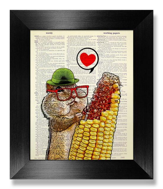Love Squirrel Decor, Boyfriend Gift Man Gift, Girlfriend Her, Poster Funny Kitchen Print, Gourmet Quirky Corn Wall Art