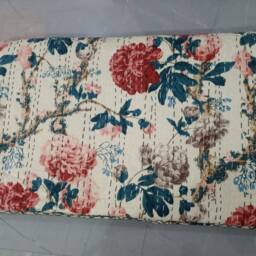 Block Print Quilt Kantha Quilt, Floral Kantha Blanket, Indian Bedspread, Coverlet Blanket Size-Multi - thumbnail 2