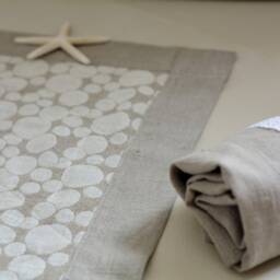 Linen Bath Mat, Natural Linen Double Layer Bubble Pattern Gray Rug, Bathroom Huckaback Floor Shower Rug - thumbnail 3
