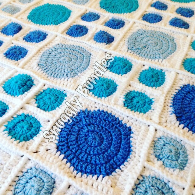 Blue Dotty Snuggly Handmade Crochet Baby Blanket - image 1