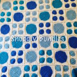 Blue Dotty Snuggly Handmade Crochet Baby Blanket - thumbnail 2