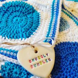 Blue Dotty Snuggly Handmade Crochet Baby Blanket - thumbnail 3