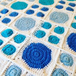 Blue Dotty Snuggly Handmade Crochet Baby Blanket - thumbnail 1