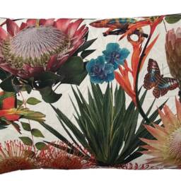 Botanical Cushion Cover Tropical Frog, Chameleon, Floral Print - thumbnail 4