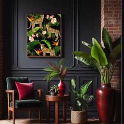Black Maximalist Leopards Print - Tropical Leopard Wall Art Exotic Jungle Animal - thumbnail 3