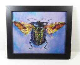 Purple Heart Beetle Art Print, Framed Insect Wall Decor - 8x10 - thumbnail 1