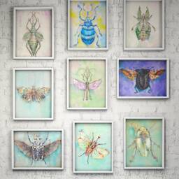 Purple Heart Beetle Art Print, Framed Insect Wall Decor - 8x10 - thumbnail 4