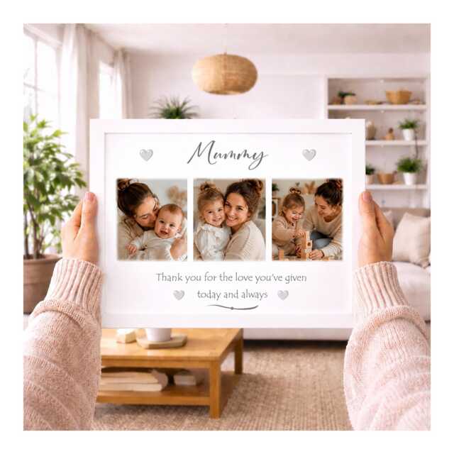 Personalised Mummy Photo Frame, Custom 3 Collage Gift Picture Any Title, Mother's Day Gift, Mum Keepsake, 6 Frame Choices - image 1