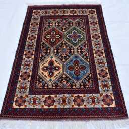 Handwoven Afghan Wool Rug 3.3x5 Ft Kashi Persian Style Carpet - thumbnail 2