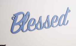 Blessed Metal Wall Sign, Black Script Word Sign Decor - thumbnail 1