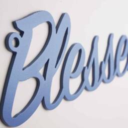 Blessed Metal Wall Sign, Black Script Word Sign Decor - thumbnail 2