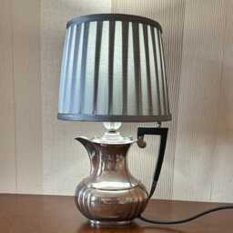 Hand Made Teapot Table Lamp, Silver Plated Lamp - thumbnail 2