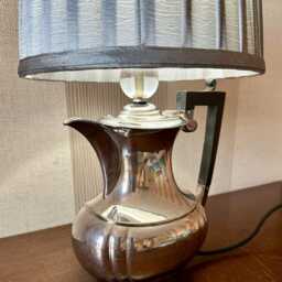 Hand Made Teapot Table Lamp, Silver Plated Lamp - thumbnail 3