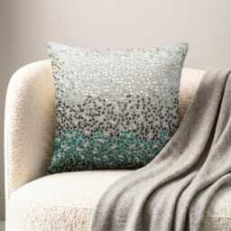 Sequin Embroidered Ombre Pattern, Blue Art Silk, 24x24/26x26 Modern Euro Sham - Northern Lights