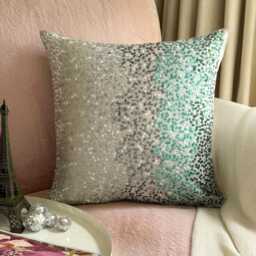 Sequin Embroidered Ombre Pattern, Blue Art Silk, 24x24/26x26 Modern Euro Sham - Northern Lights - thumbnail 2