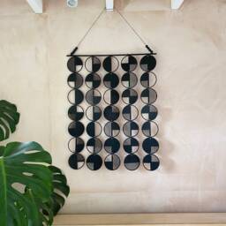 Black Modern Wall Hanging Large Geometric Disc Art - thumbnail 2