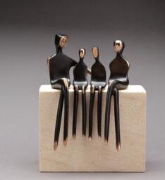 Bronze Family Of Four - Sculpture Metal Portrait 8Th Anniversary Gift Elegant Contemporary Decor, Mid-Century Modern Art