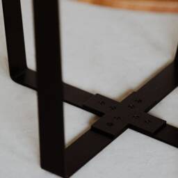Round Oak Coffee Table, Modern Wood Furniture, Metal Legs - thumbnail 3