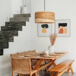 Olive Wood Pendant Light For Scandinavian Decor, Stylish Hanging Lamp Mid Century, Modern Chandelier - thumbnail 3