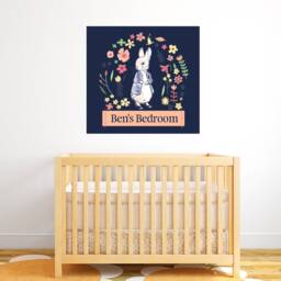 Official Peter Rabbit Personalised Flower Wreath Wall Sticker Mural Pb008 - thumbnail 2