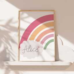 Twins Nursery Prints, Rainbow Print, Bedroom Decor, Twin Wall Art Sibling Personalised, Set Of 3 - thumbnail 2