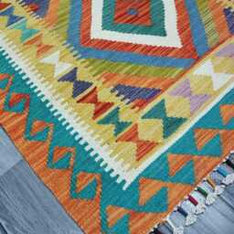 Kilim Rug Classic, Handmade Artisan Afghan Turkish Scandinavian Navajo Bohemian Wool Flatweave Multicolour 115x80 cm - thumbnail 3