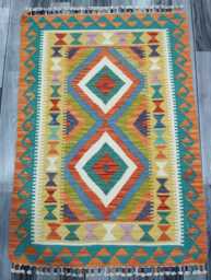 Kilim Rug Classic, Handmade Artisan Afghan Turkish Scandinavian Navajo Bohemian Wool Flatweave Multicolour 115x80 cm - thumbnail 1