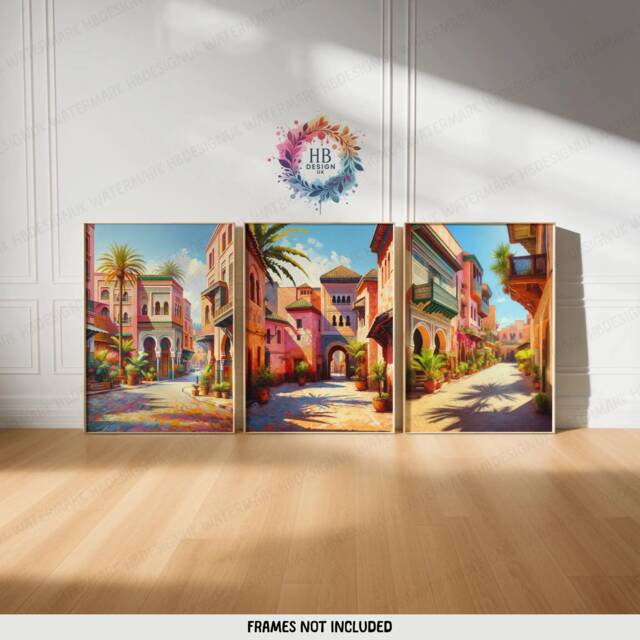 Morocco Travel Poster Prints - Set Of 3 Posters - Wall Art Decor Marrakesh Illustration Artwork Gift Living Room Gifts - image 1