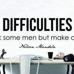 Nelson Mandela Difficulties Inspirational Motivational Wall Decal Quote Art Inspired Focus Positive Home Room Decor Encouragement 42x12 In - thumbnail 2