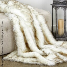 Plush Faux Fur Throw Blanket, Arctic Wolf Shag, Minky Lining - thumbnail 3
