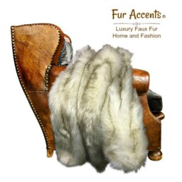 Plush Faux Fur Throw Blanket, Arctic Wolf Shag, Minky Lining