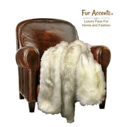 Plush Faux Fur Throw Blanket, Arctic Wolf Shag, Minky Lining - thumbnail 2
