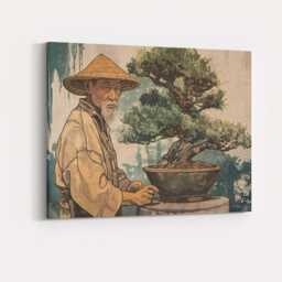 Japanese Bonsai Gardener Traditional Botanical Portrait Canvas Wall Art Print Decor Picture Ready To Hang - thumbnail 4