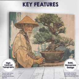 Japanese Bonsai Gardener Traditional Botanical Portrait Canvas Wall Art Print Decor Picture Ready To Hang - thumbnail 1