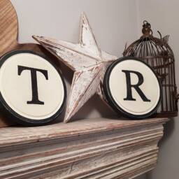 20cm Round Letter P Sign, Monogram, Initial, Wall Art, Home Decor, Rustic Letters, All Letters Available, Inc Ampersand, Typewriter Style - thumbnail 3